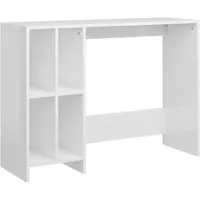 vidaXL Hochglanz-Weiß Computertisch 102,5x35x75 cm - Stylischer Kinderschreibtisch aus Holzwerkstoff mit 4 Regalfächern für optimale Organisation und Platznutzung im Arbeitszimmer oder Büro.