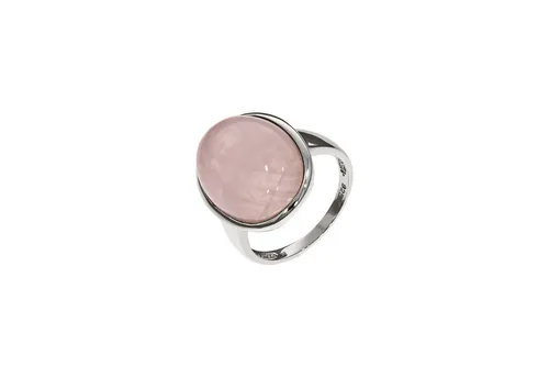 Zeeme Gemstones Ring Silber 925 mit echtem Rosaquarz - Eleganter Damen-Ring aus rhodiniertem 925 Sterling Silber, verziert mit einem beeindruckenden Rosaquarz (20x15mm) – ein wahrer Blickfang für besondere Anlässe.