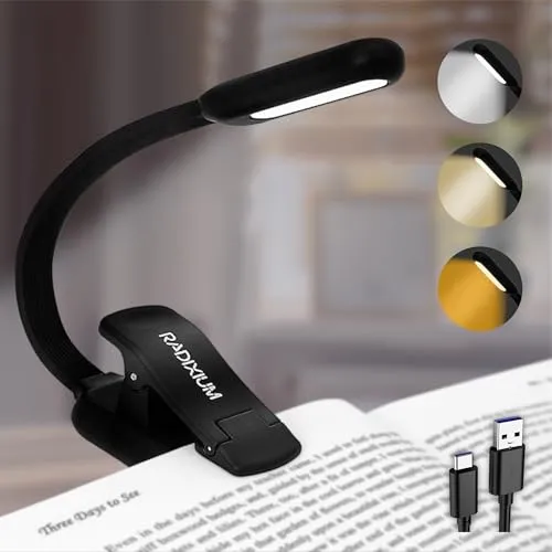 LIBERATECH Wiederaufladbare Buchlampe, 9 LEDs, USB-C, 30h Akku 9 Farbtemperaturen, stufenlos dimmbar, ultradünn, Clip in Grün – ideal für Bett, Reise & unterwegs (Schwarz)