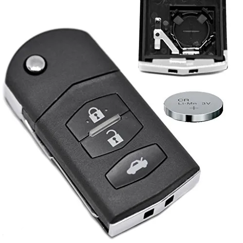 Klapp Schlüssel Gehäuse Funkschlüssel Fernbedienung Autoschlüssel Rohling + Batterie für Mazda