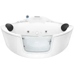 AcquaVapore Whirlpool W60-SC 140x140cm mit Tür - Sanitäranlagen & Zubehör - Hochwertiger Eckwhirlpool mit aktiver Schlauch-Reinigung und leistungsstarken Pumpen für hygienischen Badespaß.