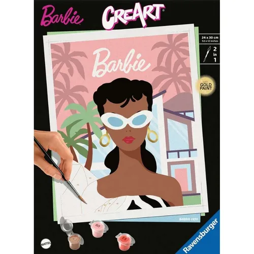 Ravensburger Malen nach Zahlen CREART Trend Serie C Barbie 1959 - Malen nach Zahlen Set, perfekt für kreative Köpfe, die die ikonische Barbie 1959 zum Leben erwecken möchten.