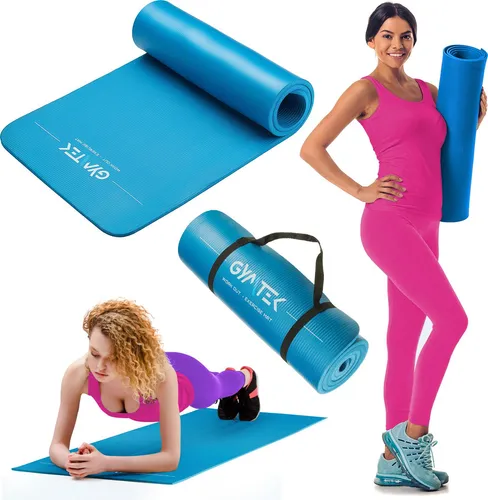 Gymtek Gymnastikmatte 1,5cm - 180x61cm - Trainingsmatte für Pilates, Yoga & Fitness - rutschfeste Yogamatte - Blau