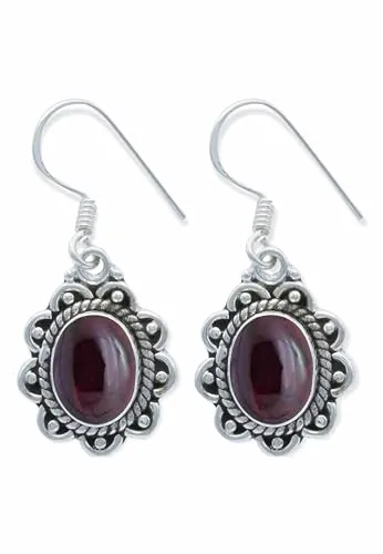 Ohrringe 925 Silber Granat roter Stein Edelstein Ohrhänger echt Silber Damen Sterling Silber Hänger Geschenk (MOH-113-02)