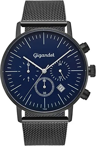 Gigandet Herren Uhr Analog Quarz mit Edelstahl Armband G22-006