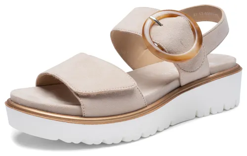 Ara Bilbao 33505 Keilsandalette beige|weiß 42 EU - Wanderschuhe – Bequeme Keilsandalette aus hochwertigem Leder mit praktischem Klettverschluss, ideal für stilvolle Wanderungen und den Sommer.