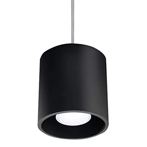 Sollux SL.0051 Pendelleuchte ORBIS 1 schwarz - Moderne Pendelleuchte aus der ORBIS-Serie mit stilvollem zylindrischen Lampenschirm in Schwarz. Ideal für Wohnzimmer, Flure und Schlafzimmer, bringt minimalistisches Design in Ihr Zuhause.