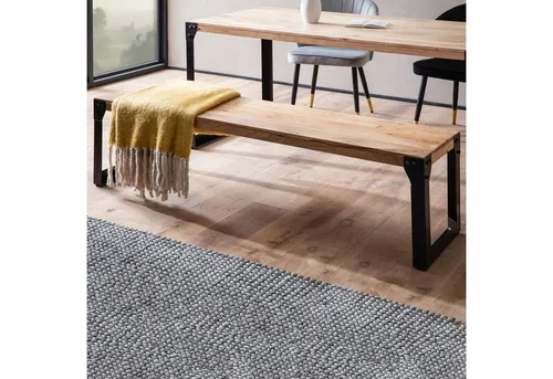 FINEBUY Essbank FB60608 - Industrial Holzbank aus Akazie - Essbank aus massivem Akazienholz, mit pulverbeschichteten Metallbeinen für Stabilität und pflegeleichter Oberfläche. Ideal für gesellige Abende und schnell montiert.