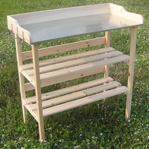 Melko Pflanztisch Gärtnertisch aus Fichtenholz, 84 x 78 x 38 cm - Beistelltisch für Gartenarbeiten – Stabiler und wetterfester Pflanztisch aus robustem Fichtenholz mit ergonomischer Arbeitshöhe für komfortables Pflanzen und Dekorieren.