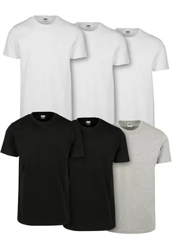 Urban Classics Herren T-Shirt Basic Tee 6-Pack, Basic T-Shirt für Männer, 100% Baumwolle, Rundhals, Regular Fit