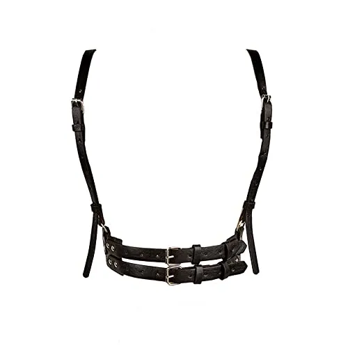 TOFBS Punk Leder Körperkette Harness Gürtel Körper Brust Kette Schwarz Gothic Weste Gürtel Verstellbare Körperschmuck für Frauen Mädchen Cosplay Party Rave Halloween Kostüm (#6)