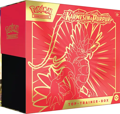 Pokémon Top-Trainingsbox Karmesin & Purpur - Top-Trainerbox der Edition Karmesin & Purpur, ideal für Sammler und Spieler, enthält exklusive Karten und Zubehör für dein Pokémon-Abenteuer.