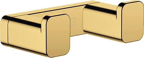hansgrohe AddStoris Doppelhaken - Handtuchhalter in polished gold optic, ideal für stilvolle Badezimmergestaltung und inklusive Befestigungsmaterial für einfache Montage.