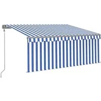 Vidaxl Automatische Markise mit Rollo und Windsensor 3x2,5m Blau-Weiß