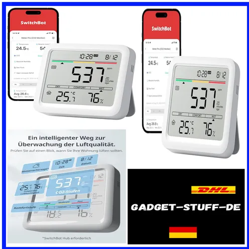 CO2-Messgerät mit NDIR-Sensor | 6-in-1 Luftqualitätsanzeige von SwitchBot