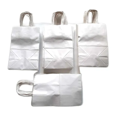 Switory Papiertüten Henkel Papiertüten Set 50 Stück Weiße Kraftpapier Verpackung