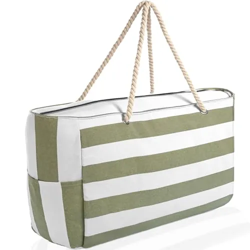 BigDean Strandtasche XXL große Badetasche mit Reißverschluss Schwimmbad Tasche Saunatasche Einkaufstasche Umhängetasche