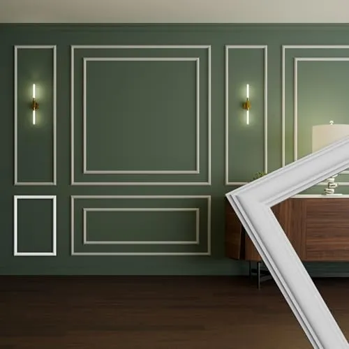 HEXIM Stuckleisten Wandrahmen Set RM01-A 60x42cm - Stuckleisten für Wand- und Deckenakzente, aus hochwertigem HDPS, leicht und langlebig. Ideal für kreative DIY-Projekte mit einfacher Montage – kein Bohren nötig!