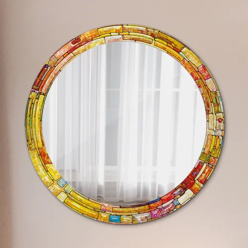 Runder Bad-Wohnzimmer-Wandspiegel mit buntem Rahmen - Spiegel für jedes Zimmer, kratzfest und in modernem Design, ideal für stilvolle Akzente in Ihrem Zuhause.