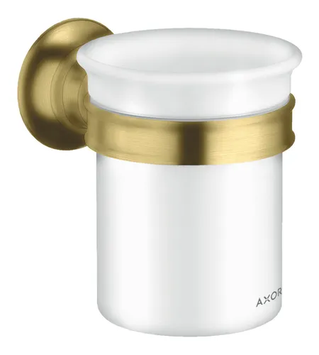Axor Montreux Zahnputzbecher - Brushed Brass - Eleganter Zahnputzbehälter aus hochwertigem Messing in gebürsteter Optik, ideal für stilvolle Badezimmergestaltung.