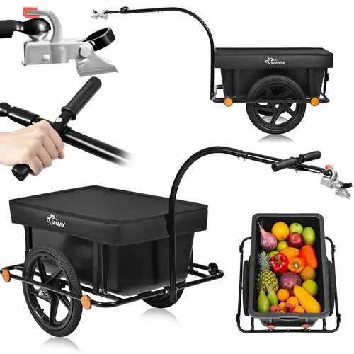 SAMAX Fahrradlastenanhänger 80 Kg - Robuster Fahrradanhänger mit Schutzplane - Fahrradanhänger für bis zu 80 Kg, ideal für Transporte mit Schutzplane und StVZO-konform.