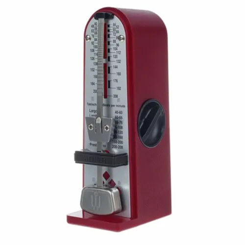 Wittner Metronom Taktell Piccolino - Rubinrot, Mechanisch, Made in Germany - Metronome: Robustes Kunststoffgehäuse, mechanisch zum Aufziehen – keine Batterien notwendig. Perfekt für Musiker, um Ihr Timing zu perfektionieren.