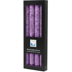 Stearin-Stabkerzen, 22/250 mm, Violett, KERZENFARM HAHN, Brenndauer ca. 10h, 4 Stück pro Verpackung