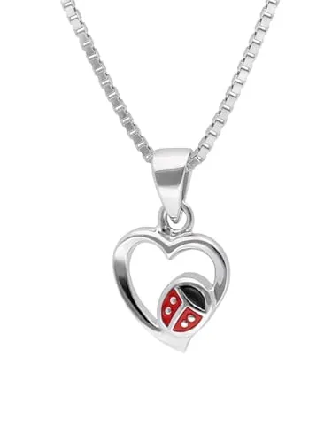 trendor Mädchen-Halskette mit Herz-Anhänger Silber 925 Collier wunderschöner Halsschmuck, liebevolle Geschenkidee für Kinder, 41677-40 40 cm