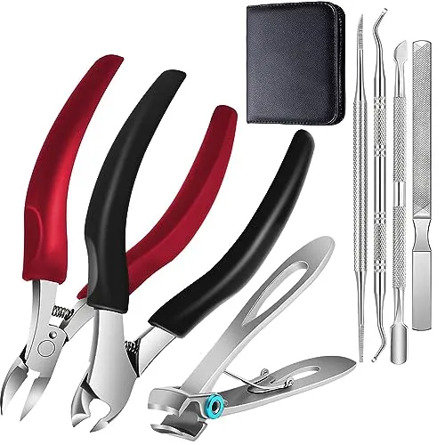 Profi Nagelknipser Set, Edelstahl Maniküre Nagelknipser, Scharf Nagelzange Fußnagelzange für Dicke & Eingewachsene Fußnägel,7 Pcs Pediküre Set Fussnägel Nagelschere mit Nagelfeile