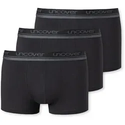 Uncover by Schiesser Retro Shorts - 3er Pack (XXL Schwarz) - Herren-Slips mit Logo-Webgummibund, komfortabel und formstabil aus elastischer Single-Jersey-Qualität für optimalen Tragekomfort.