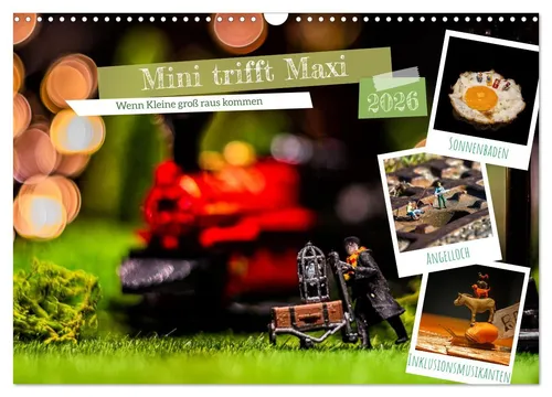 Mini trifft Maxi - Wandkalender 2026 DIN A3 quer - Besonderer Monatskalender mit einzigartigen Cartoons, ideal für Liebhaber kleiner Geschichten und großer Kunst. Perfekt für jeden Raum!