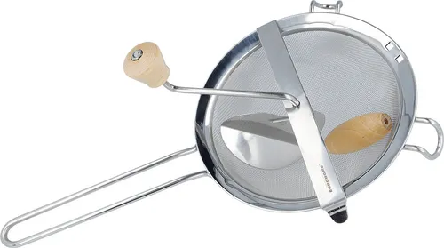 Passiermaschine EUROHOME Passiermühle mit abnehmbarem Rührwerk aus Edelstahl, Passiersieb mit Holzgriff 39cm