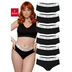Fabio Farini Slip Damen Unterhosen - Frauen Hipster Panties aus elastischer Baumwolle (Packung, 6-St) im sportlich modernen Look mit Logo-Bund schwarz M