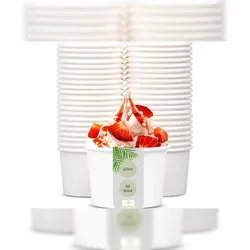 DeinPack Eisbecher 50 Stück Speisebecher weiß unbedruckt 120 ml rund