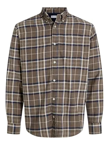 Jack & Jones Langarmhemd JJECLASSIC FLANNEL CHECK SHIRT LS SN - Freizeithemden, vielseitig kombinierbar für Business und Freizeit, aus leichtem Baumwoll-Webstoff für optimalen Tragekomfort den ganzen Tag.