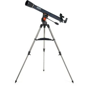 Celestron AstroMaster 70 AZ Teleskop - Einsteiger Teleskop mit 70mm Öffnung und 900mm Brennweite, ideal für Amateurastronomen. Stabile Montierung und schneller Werkzeugloser Aufbau. Inklusive begleitendem Buch für die ersten Beobachtungen.