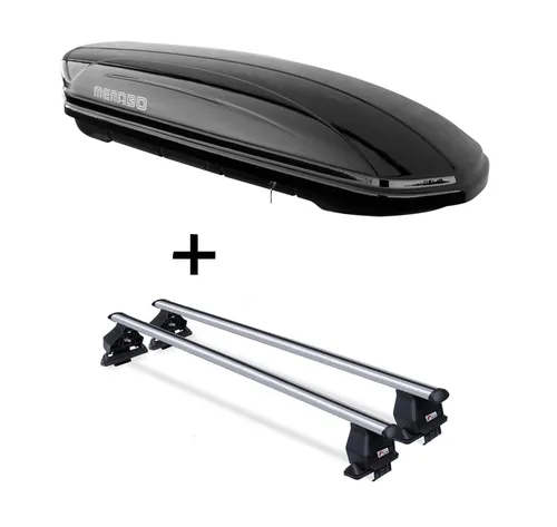 Dachbox MAA400L + Dachträger Tema für für Fiat 500 Schrägheck 3 Türer 07-14