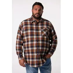 Men Plus Kurzarmhemd Men+ Karo-Flanellhemd Langarm Kentkragen bis 8 XL beige|braun XXL