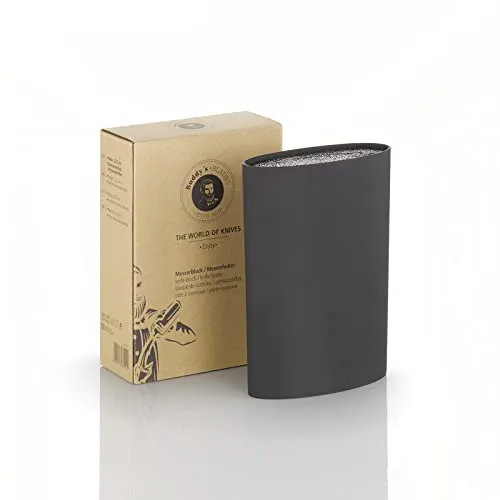 Buddy´s Blades Messerblock - Unbestückt, 23 cm Höhe, Schwarz, Oval - Unbestückter Messerblock aus hochwertigem Kunststoff mit schonendem PET-Borsteneinsatz für leichte Reinigung und Platz für verschiedene Messergrößen. Ein modernes Design, das in jede Küche passt!