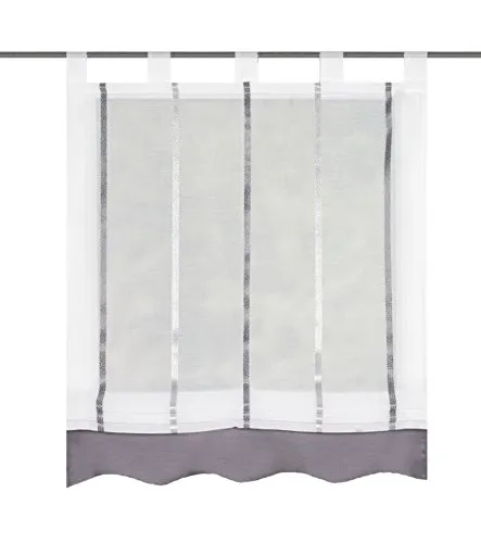 HOME WOHNIDEEN Raffrollo KATHY, grau mit Schlaufen - Raffrollo in grau, freihängend und transparent aus pflegeleichtem Voile, ideal für individuelle Fensterdekoration.