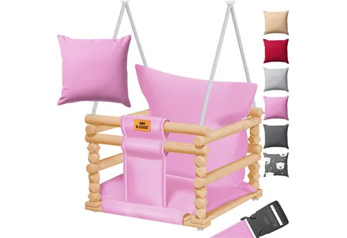KIDIZ Babyschaukel - Rosa Schaukelsitz mit Polsterung - Babyschaukeln mit weicher Polsterung, ideal für Kinder ab 6 Monaten, sorgt für sicheren und bequemen Schaukelspaß.