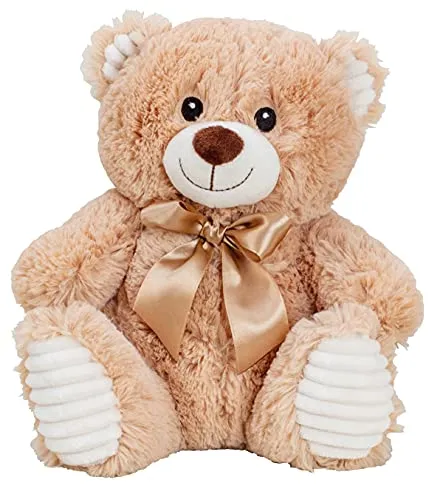 Lifestyle & More Teddybär Kuschelbär Braun mit Schleife 27 cm groß Plüschbär Kuscheltier samtig weich