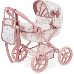 kinderplay Puppenwagen Gondel mit Tasche – faltbar & leise EVA-Räder in Rosa