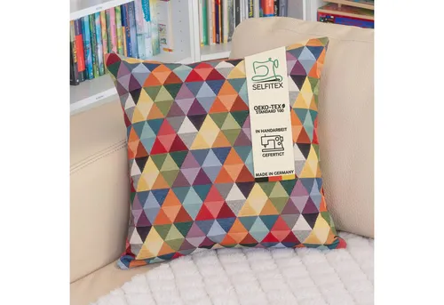 Selfitex Buntes Dekokissen 60x60 - Dreieck Design - Dekokissen in modernem Dreieck Design, inkl. Füllkissen, ideal für Sofa, Couch oder Bett. Hochwertig und in Handarbeit gefertigt - Made in Germany.