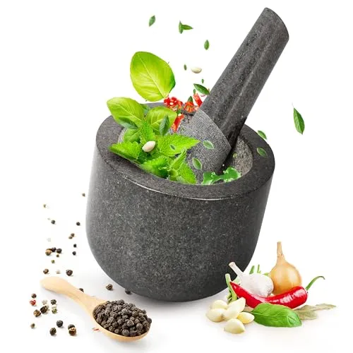 Smart-Planet hochwertiger Mörser mit Stößel aus Granit in schwarz von Smart-Planet