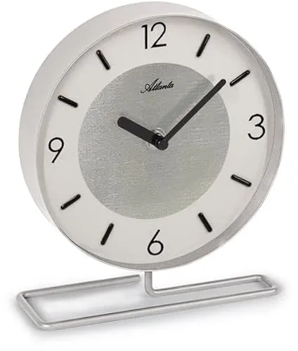 Atlanta 3115/0 Tischuhr - Elegante Tischuhr mit analoger Anzeige und chromfarbenem Metallgehäuse, perfekt für stilvolle Akzente im Zuhause oder Büro.