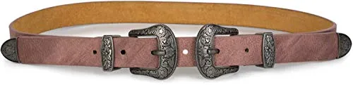styleBREAKER Gürtel im Western Style mit doppelter Schnalle - Damen-Gürtel im trendigen Western Look, kürzbar und vielseitig tragbar, perfekt für Taille oder Hüfte.