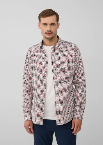 s.Oliver Slim Fit: Gemustertes Hemd aus Baumwollstretch - Schmal geschnittenes Hemd aus leichtem Baumwollstretch. Mit modernem Minimalmuster und Kontrastdetails, ideal für stylische Anlässe. Perfekt kombinierbar und angenehm zu tragen.