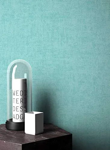 NEWROOM Vliestapete Grafik türkis – Einfarbig und modern in blau von Newroom