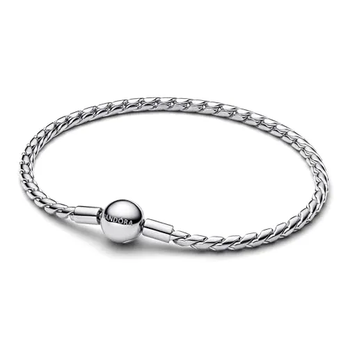 PANDORA Moments Runder Verschluss Flügel-Kettenarmband aus Sterling Silber - Armband für Damen, aus hochwertigem Sterling Silber, ideal zum Personalisieren mit Charms aus der Pandora Moments Kollektion.